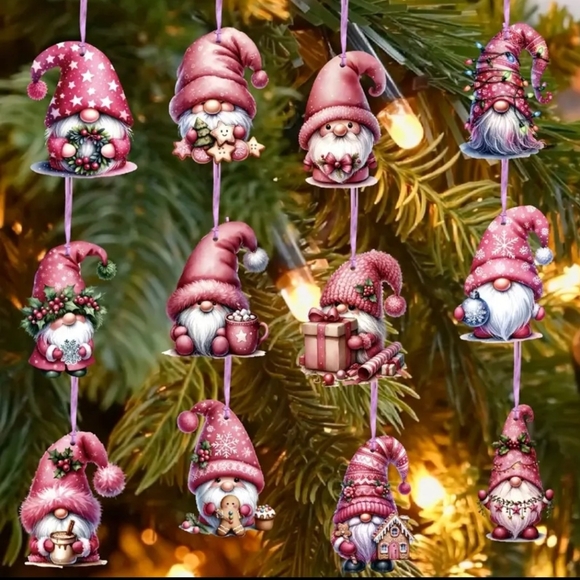 New 24 Piece Christmas Gnome Ornament/Gift Tag Set - Picture 1 of 6